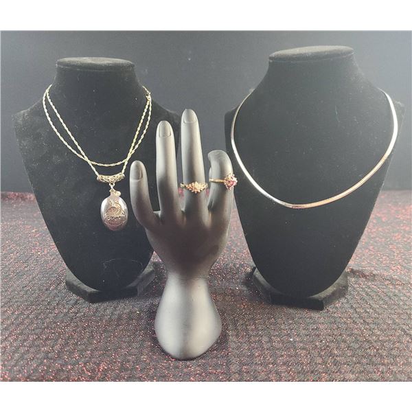 10k Gold Rings ( 5 Grams total)  Sterling Silver chain ( 3 Grams) with Pendant and Bonus Necklace