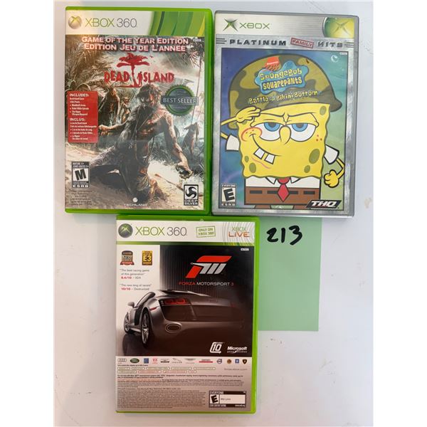 Xbox 360 Original Game Lot SpongeBob Battle Bikini Bottom Dead Island Forza 3 3pc