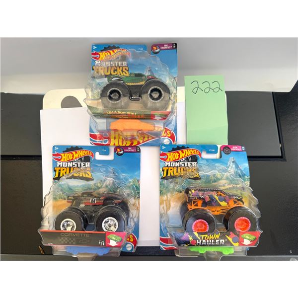 Hot Wheels Monster Trucks Lot 3 Snake Bite Corvette Town Hauler Diecast Lot 1:64