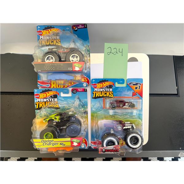 Hot Wheels Monster Trucks Lot Corvette Dodge Charger Bone Shaker 2-Pack 1:64