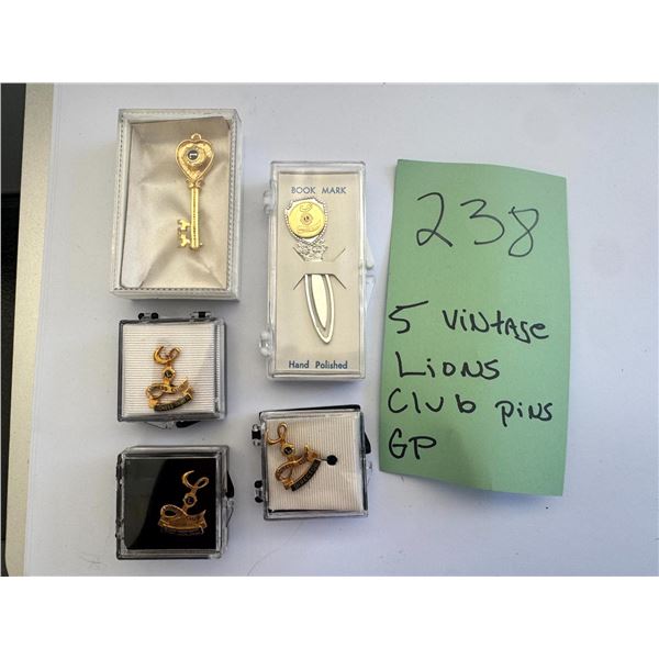 Vintage Lions Club Pins Lot 5 Lioness Club Director Key Bookmark Gold Plated GP