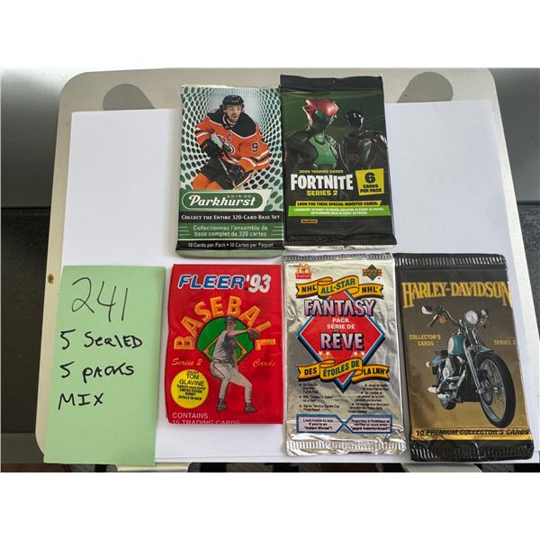 Vintage Sealed Trading Card Pack Lot 5 Fortnite Harley Davidson Hockey Baseball