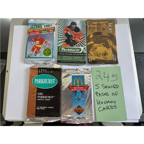 Vintage Sealed NHL Hockey Trading Card Pack Lot 5 Upper Deck Score Parkhurst Ice