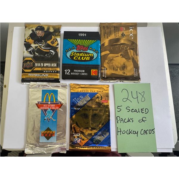 Vintage Sealed NHL Hockey Trading Card Pack Lot 5 Upper Deck Topps Stadium Club