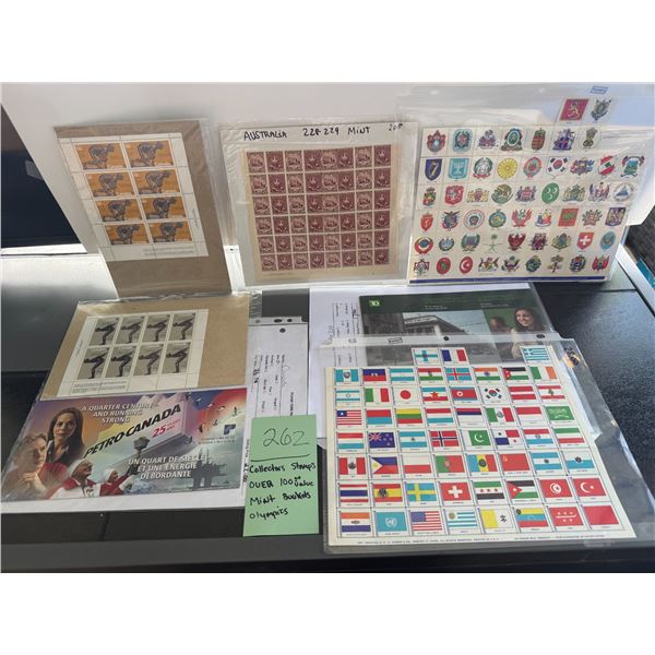 Worldwide Mint Stamp Sheet Lot Australia Canada Olympics Flags Coats Of Arms Set