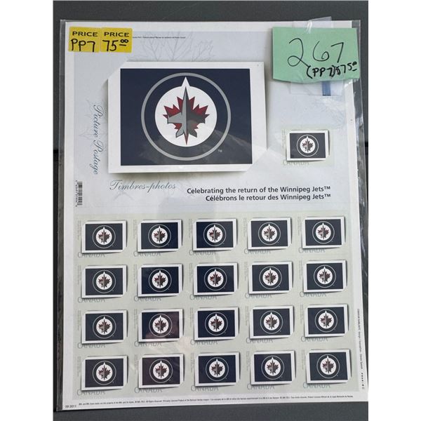 2011 Canada Post Winnipeg Jets Return NHL Picture Postage Stamp Sheet PP7 Pane