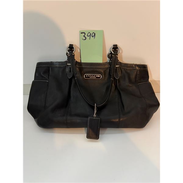 Coach Gallery East West Black Leather Tote Shoulder Bag Purse F15147 Silver Y2K