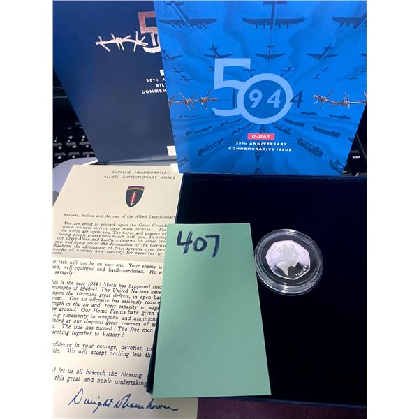 1994 Royal Mint D-Day 50th Anniversary Silver Proof 50p Coin Commemorative Folio