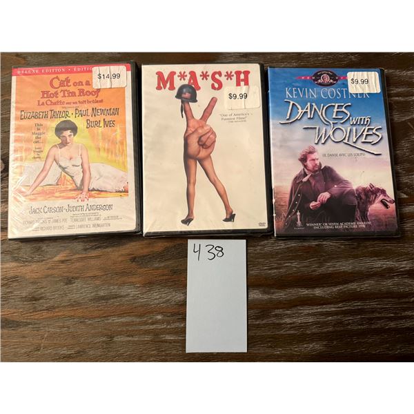 Classic Movie DVD Lot MASH Cat on a Hot Tin Roof Dances with Wolves 3 Film Bundle