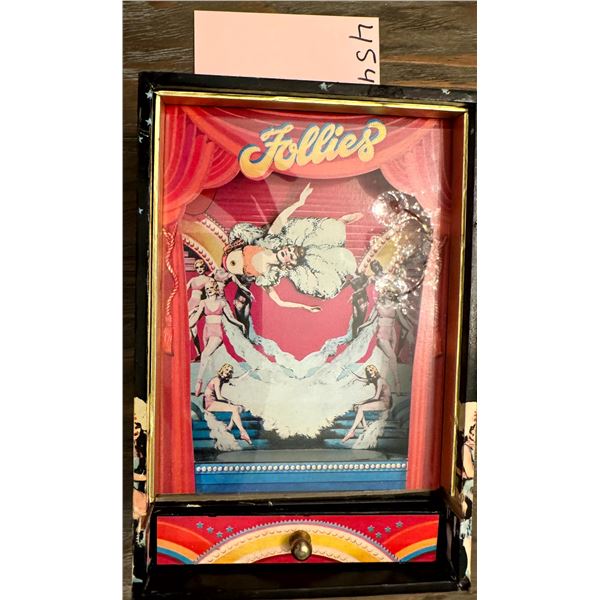 Vintage Follies Animated Shadow Box Music Drawer Jewelry Case Showgirl Diorama
