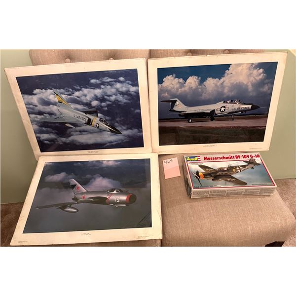Vintage Aviation Art Print Lot F-102 F-101 MiG-19 Revell Messerschmitt Model Kit