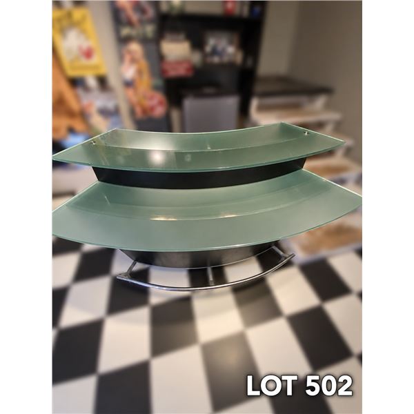 Elite Modern Martini Curved Glass Home Bar Counter Station Black Chrome Lot 502