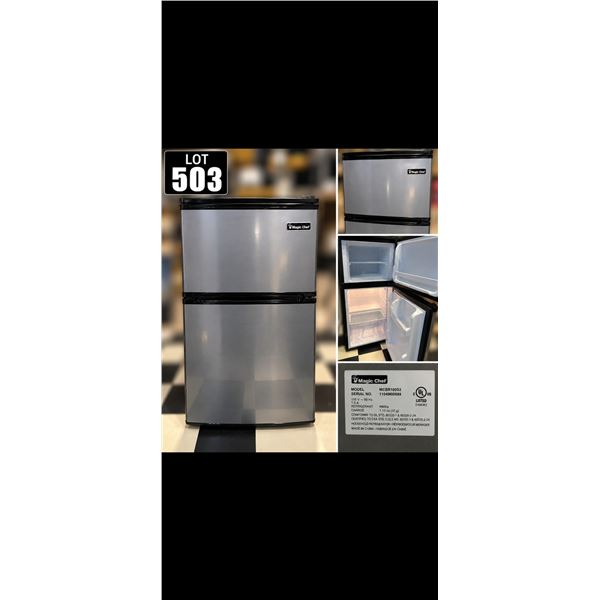 Magic Chef 3.1 Cu Ft 2 Door Mini Fridge Freezer Compact Stainless Steel MCBR1005Z