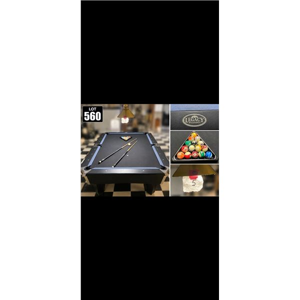 Legacy Billiards Black Slate Pool Table Set Cue Balls Light Game Room Furniture