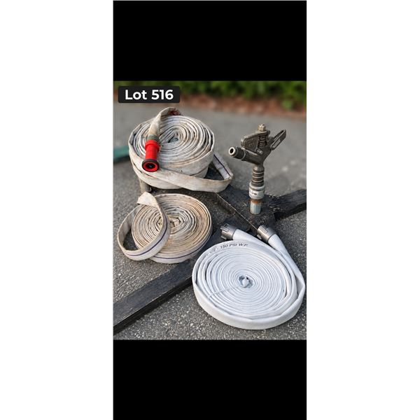 Commercial Brass Impact Sprinkler Stand Lay Flat Fire Water Transfer Hose Lot