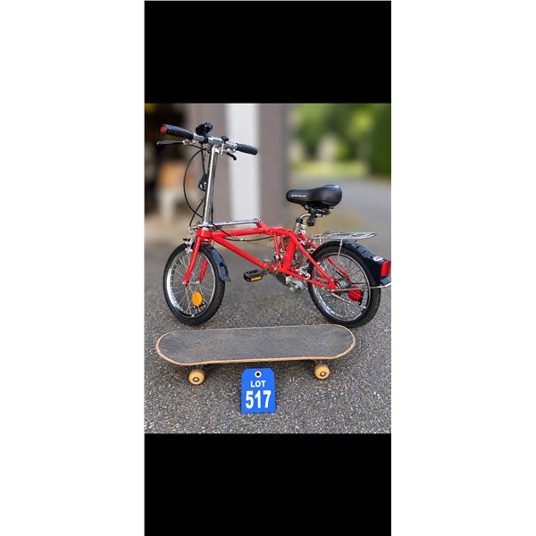 Vintage 80s Dahon California Folding Bike Red 16 In Bicycle Retro Skateboard Lot