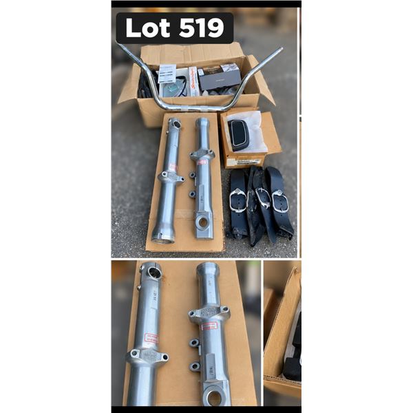 Harley Showa Lower Fork Sliders Chrome Handlebars Leather Luggage Straps Box Lot