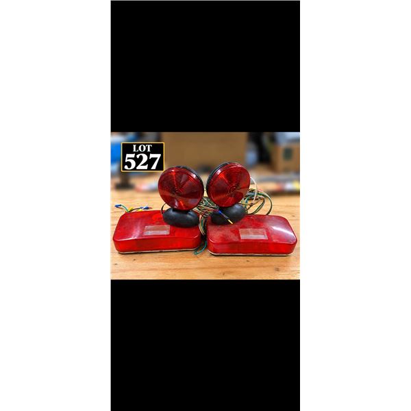 Vintage Red Emergency Warning Light Bars Pedestal Mount Tow Truck Beacon Pods Lot