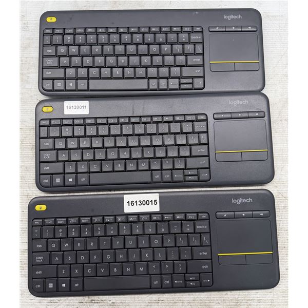 Lot of (3) Logitech K400+ Wireless Keyboards w/Built in Touchpad