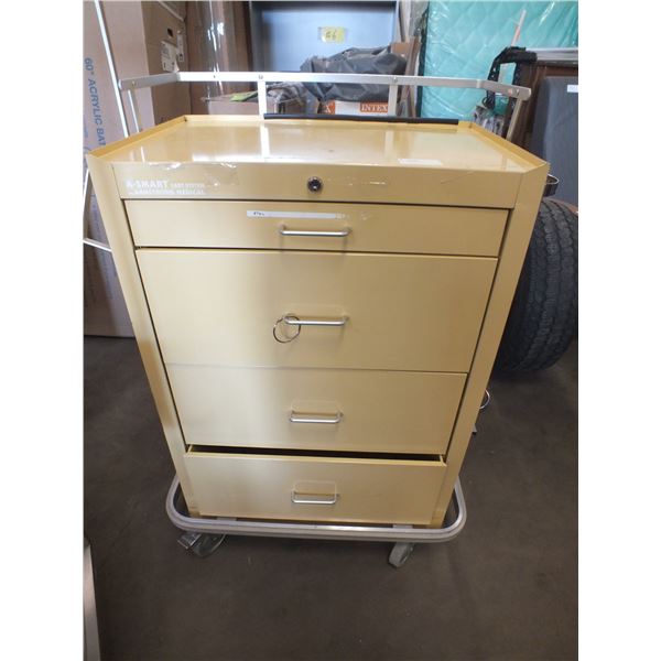 4 Drawer Metal Tool Cart On Wheels