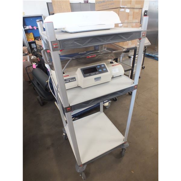 Two Baby Scales & 1 Cart On Wheels