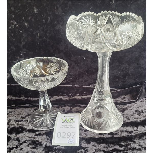 S1 Canadian Cut Glass Crystal Footed Bowls A