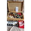 Image 1 : S1 Wicker Box With Costume Jewelry A
