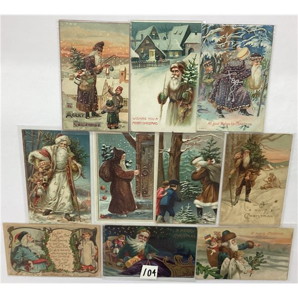 Santa Claus Holiday Greeting Christmas Postcards 10 - Non Red Suits