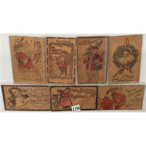 Novelty - Leather Santa Claus Christmas Holiday Postcards 7