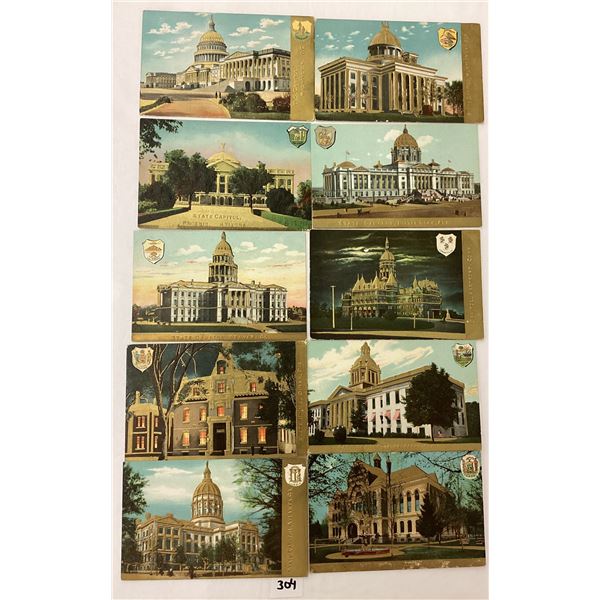 State Capitals Illustrated Gold Series Postcards 45+