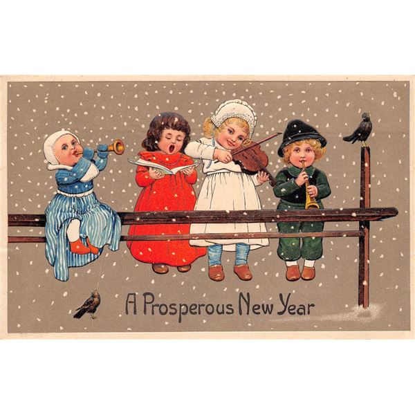 PFB New Year Holiday Greeting Children Set of 6 Postcards