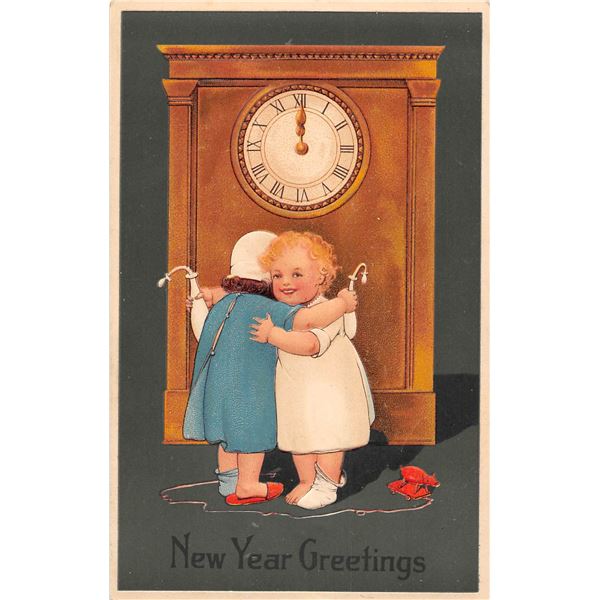 PFB New Years Holiday Greeting Set Children & Clocks Postcards 6