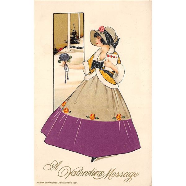 Valentine's Day Winsch Ladies in Dresses Postcards 5