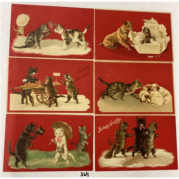 Animals - Red Background Cats & Kittens Greeting Postcards