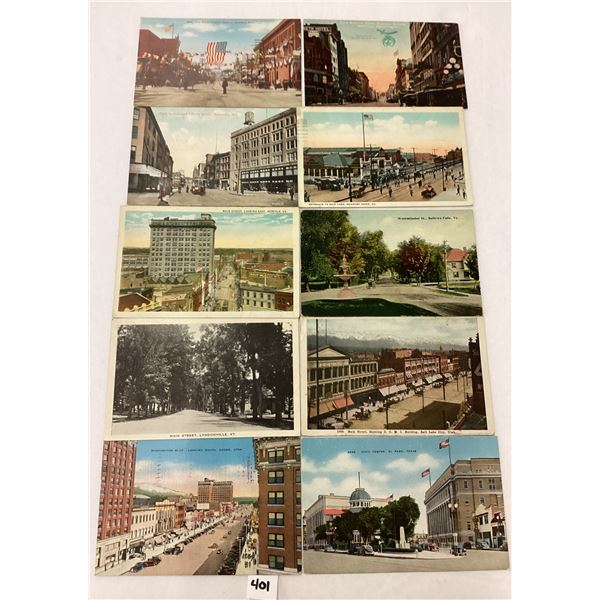 USA Main Streets & Street Scene Postcards Approx. 65