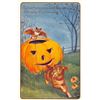 Image 1 : Whitney Halloween Holiday Greeting Dog, Owl & Jack O Lantern Postcard
