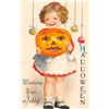 Image 1 : Clapsaddle Girl Holding Pumpkin Halloween Greeting Postcard