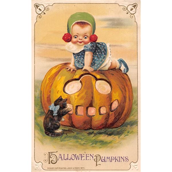 Winsch Frexis Child & Jack-O-Lantern Halloween Holiday Greeting PC