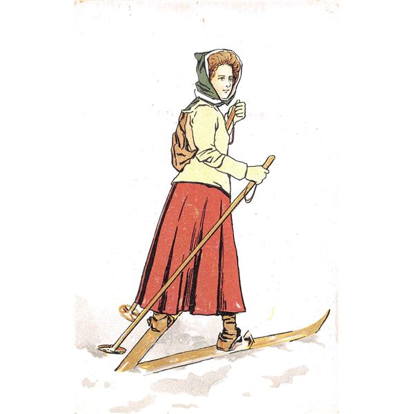 Group of 3 Pretty Ladies Snow Skiing Greeting Postcards