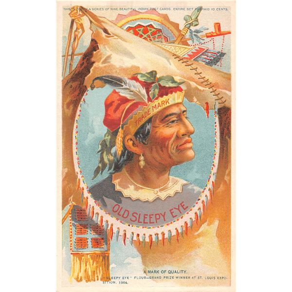 Group of 9 American Indian "Sleepy Eye" Advertising Postcards