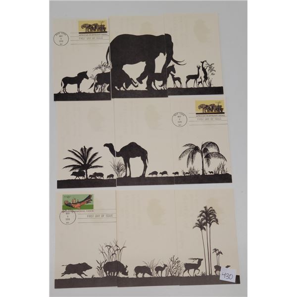 3 Sets of 8 from the 1970 Centennial American Museum of Natural History Silhouette Postcards