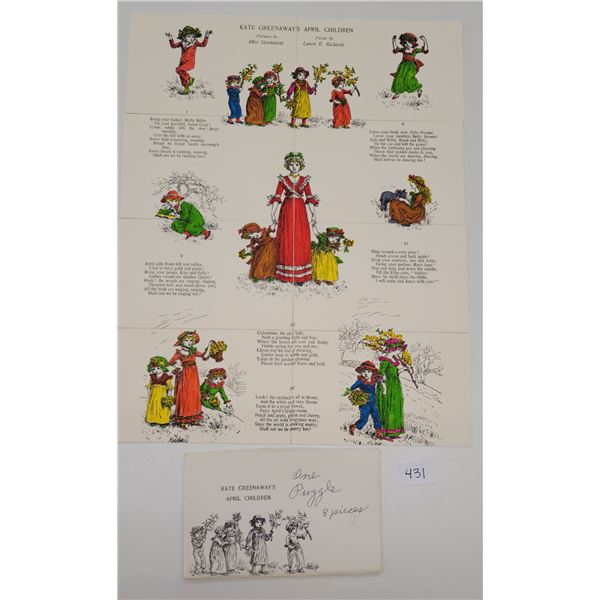8 Postcard Puzzle Set of Kate Greenaway's April Children