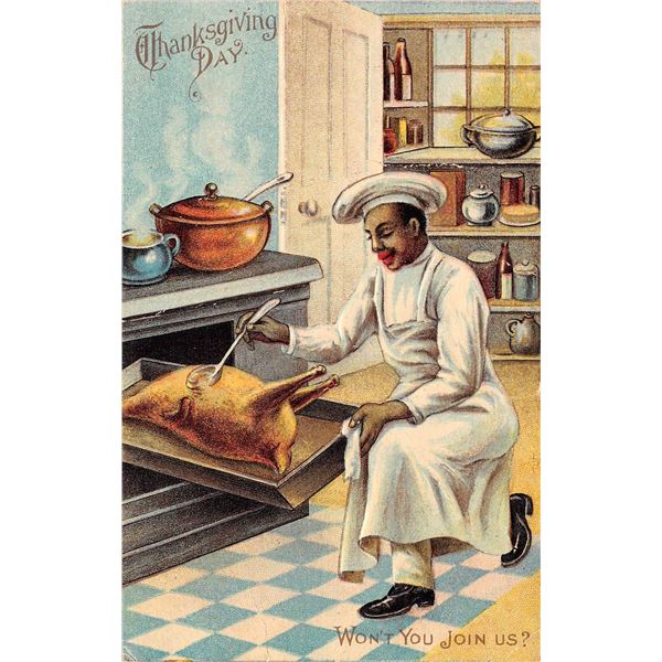 Group of 6 Black Americana Thanksgiving Holiday Greeting Postcards