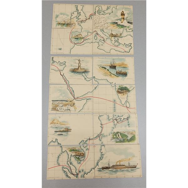 Puzzle Set of 12 Map & Ship Voyage Postcards