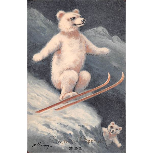 Group of 5 Ellam Polar Bears in The Snow Greeting Postcards