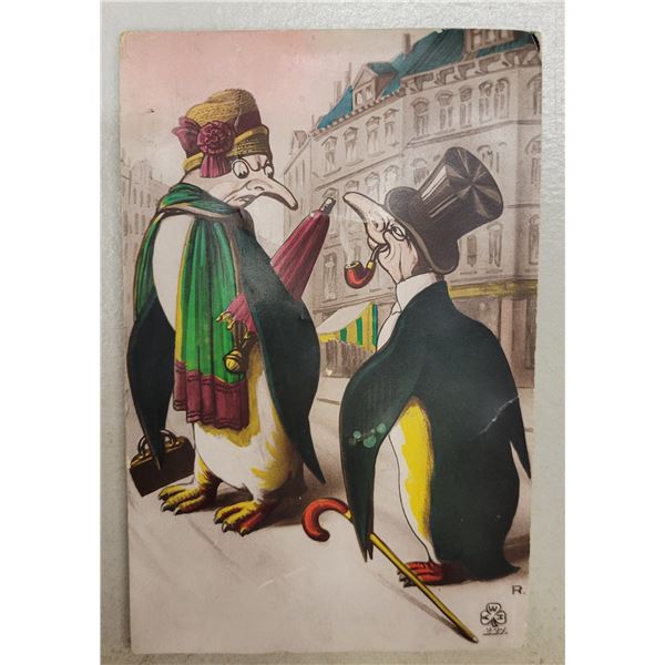 Tinted Photo Fantasy Penguin Postcard Squeaker Novelty
