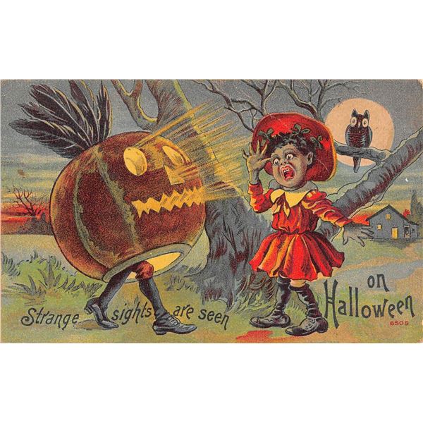 "Strange Sights are seen" Halloween Black Americana Holiday Greeting PC