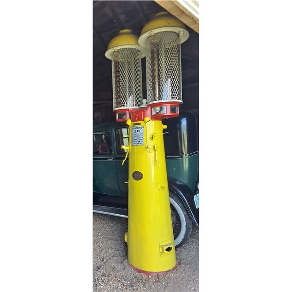Clear Vision Double Boiler Gas Pump, Missing Pump, One Glass Cylinder Damaged