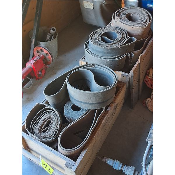 (2) Wooden Gun Powder Boxes, Threshing Machine Belts