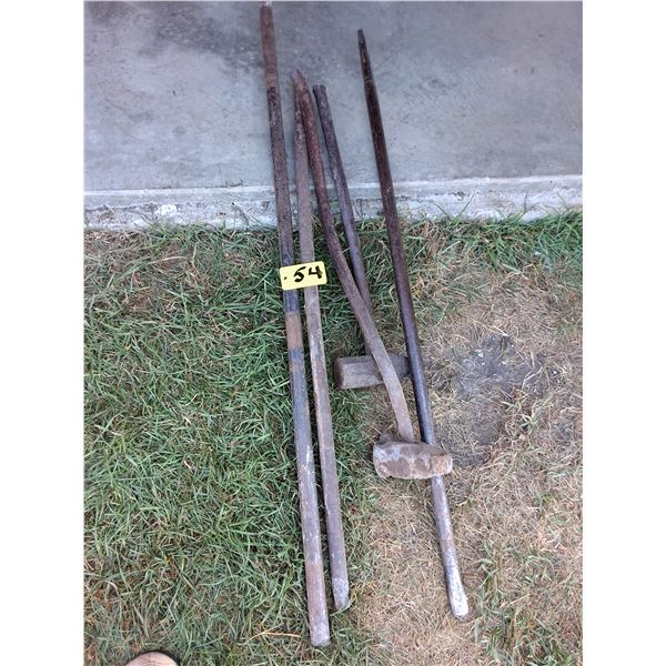 (5) Steel Bars & Sledge Hammers